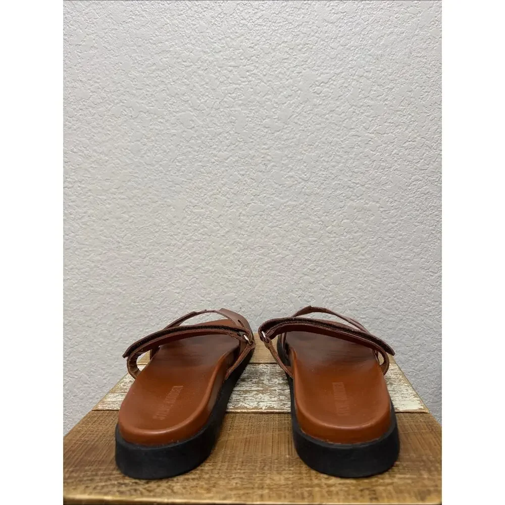 Steve Madden Mayven Camel Leather Slide Sandals Size 9.5 NEW - Picture 6 of 8